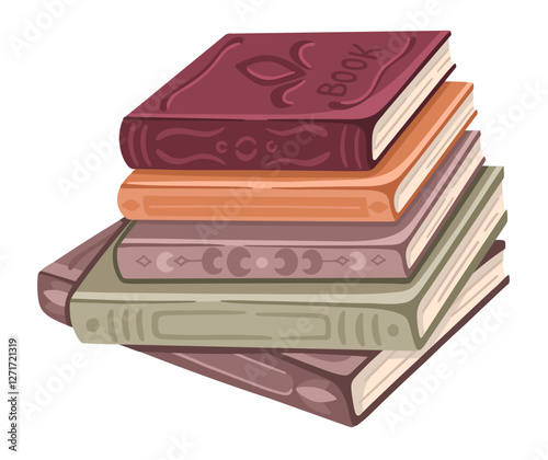 Stack of books to read in flat design style. Literature for reading and education.
