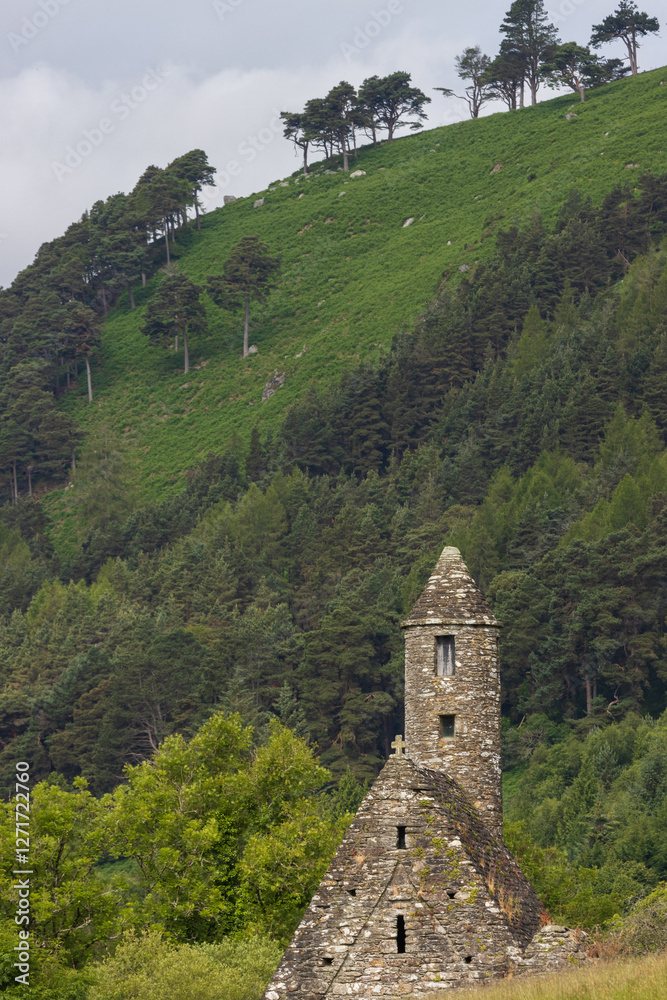 Rundturm, Glendalough, Wicklow Mountains, Irland