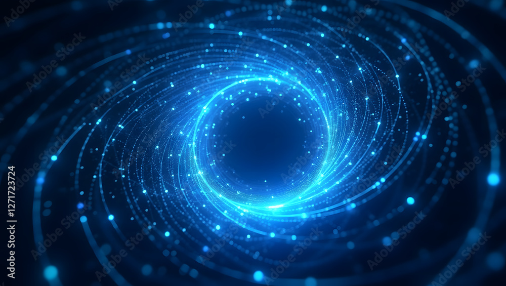 Obraz premium Abstract digital vortex, blue technology background