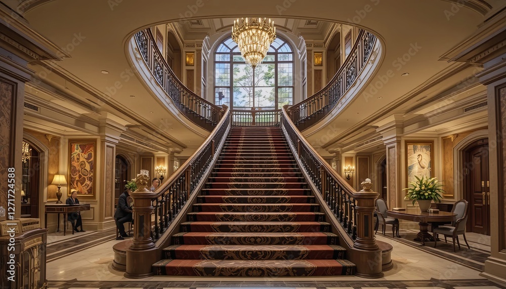 Fototapeta premium Luxury hotel staircase opulent cgi design