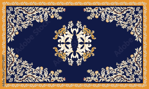 Persian rug Floral original Design Oreintal Flora Damasks embroidery, Persian style. art ornament print.Design for carpet, cover.wallpaper, wrapping, fabric, clothing, tribal vector texture. 