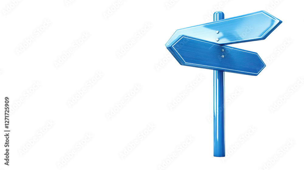 Striking blue sign with a white arrow, clear direction and guidance for public spaces Striking blue sign with a white arrow, clear direction and guidance for public spaces