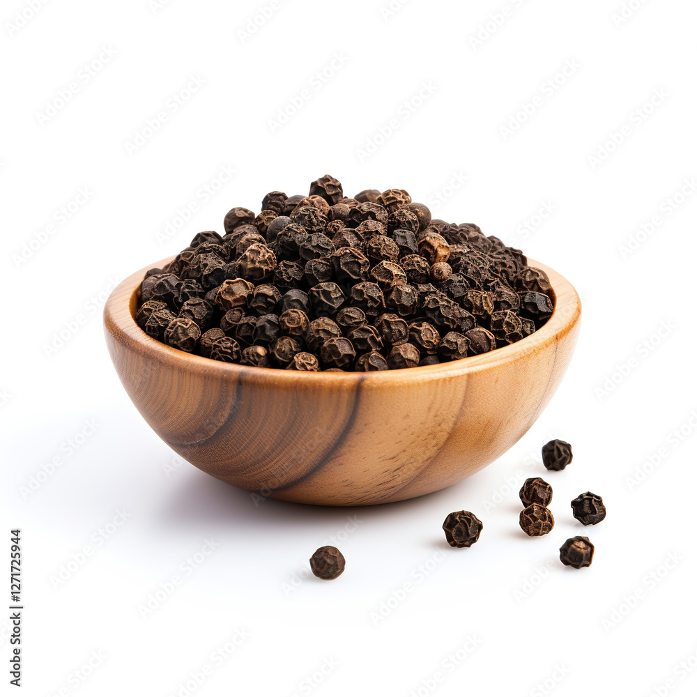 black pepper in a wooden bowl black pepper in a wooden bowl