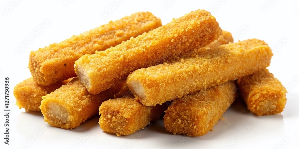 Crispy Breaded Cheese Sticks on White Background - Appetizing Fast Food Snack Crispy Breaded Cheese Sticks on White Background - Appetizing Fast Food Snack