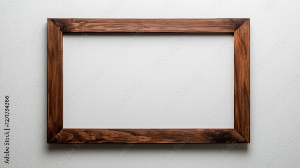 A simple wooden frame with a blank canvas against a white wall. A simple wooden frame with a blank canvas against a white wall.