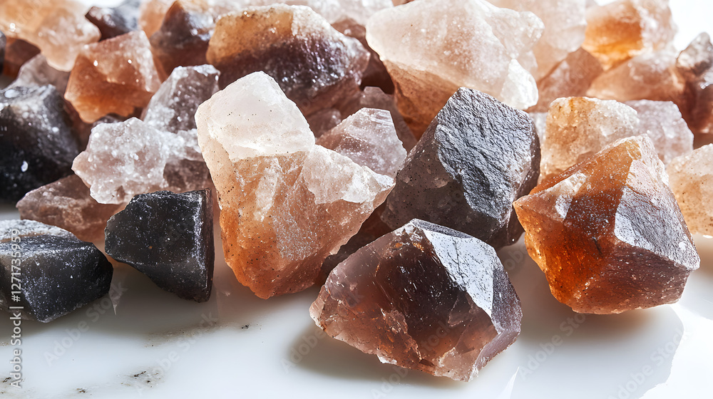 Black Himalayan salt sprinkled over a smooth white surface, each crystal catching the light and adding a natural texture to the scene. Black Himalayan salt sprinkled over a smooth white surface, each crystal catching the light and adding a natural texture to the scene.