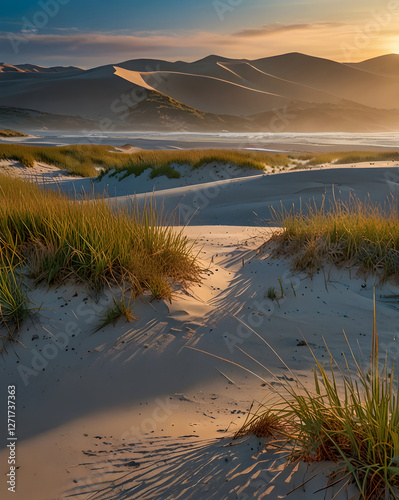 sand dunes and colorful graceful beach