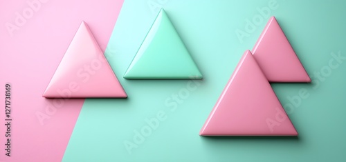 Free Download Colorful Triangular Shapes on a Soft Pink and Green Background - GFXLoad