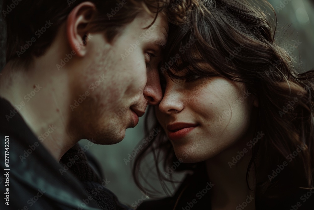 Portrait of a blissful couple in their 20s exchanging glances Portrait of a blissful couple in their 20s exchanging glances