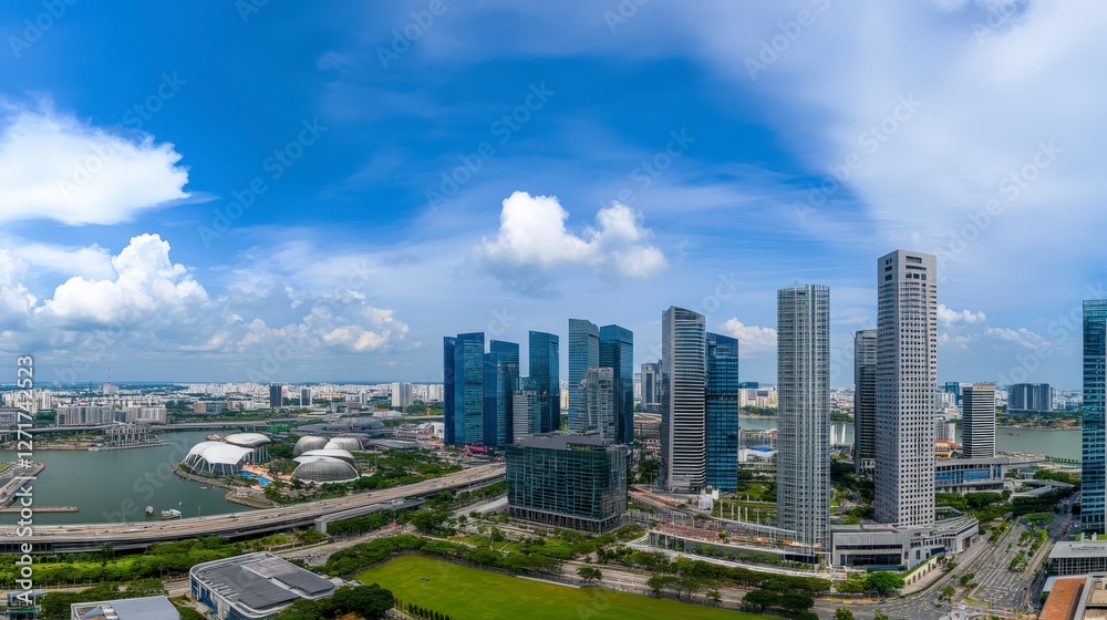 Fototapeta premium Singapore's Stunning Skyline: A Panoramic View of Modern Architecture