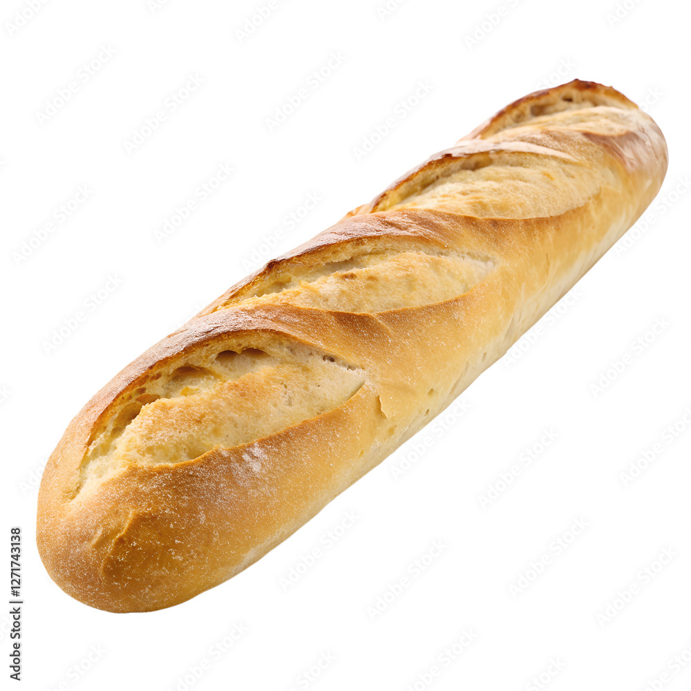 A fresh baguette, isolated on a transparent background A fresh baguette, isolated on a transparent background