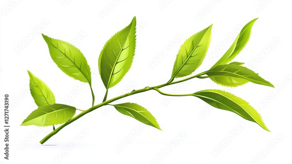 Fototapeta premium background with flying green tea leaves