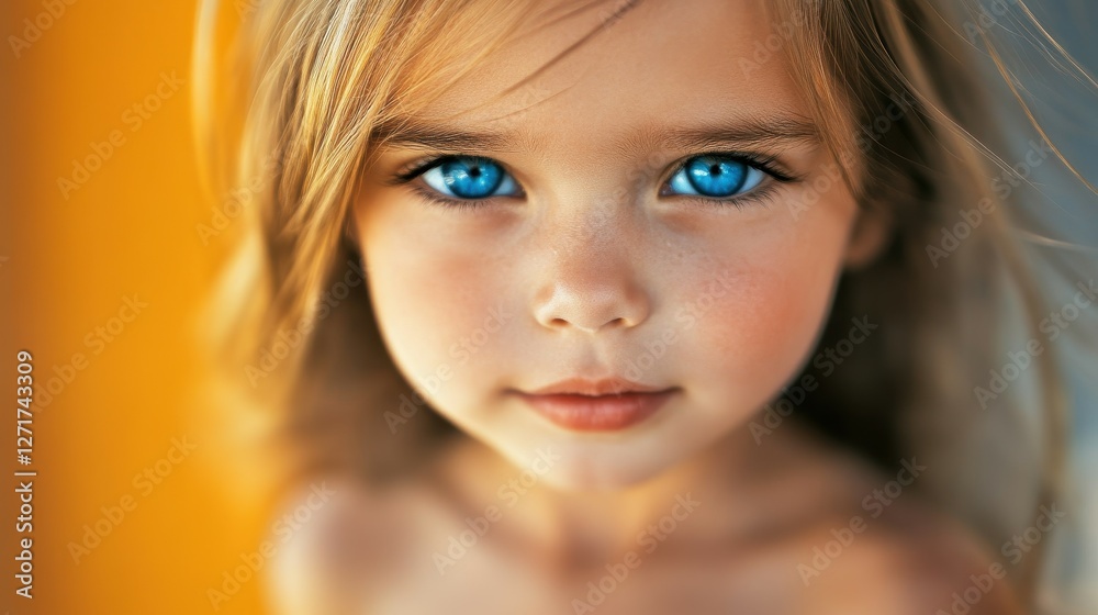 A young girl with blue eyes and blonde hair. She has a very pretty face. The girl is wearing no clothes A young girl with blue eyes and blonde hair. She has a very pretty face. The girl is wearing no clothes