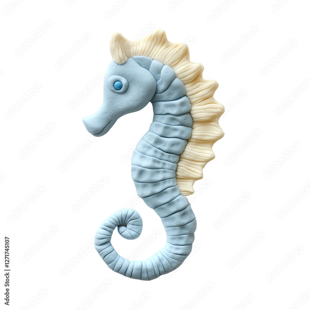 Fototapeta premium Creative Playdough Seahorse Sculpture on Solid Transparent background for Arts and Crafts Inspiration