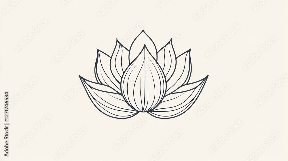 Fototapeta premium Elegant lotus flower design, minimalist art, tranquil background, for branding or digital design
