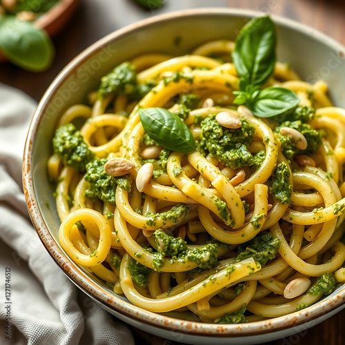 Savor rich italian pesto pasta 