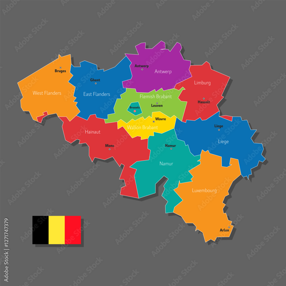 Fototapeta premium Vector map of Belgium