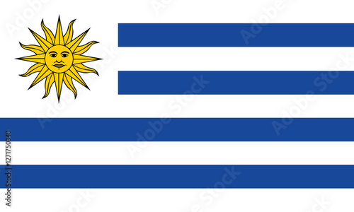 Flag of Uruguay. Vector. Accurate dimensions, elements proportions and colors.