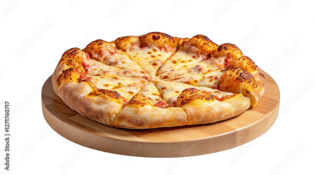 A pizza with cheese and pepperoni on a wooden board A pizza with cheese and pepperoni on a wooden board