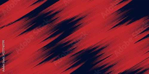 Red halftone dots blue color pattern gradient grunge texture background. Dot pop art comic sport style vector illustration. Eps10