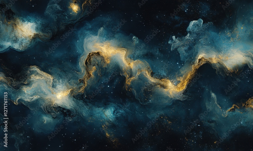 Fototapeta premium Cosmic Nebula, swirling gas clouds, deep space, background stars, for science fiction