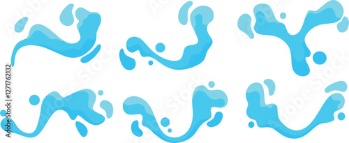 simple blue water splash set illustration	