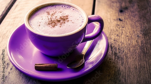 Purple Coffee Cup with Cinnamon - A Cozy Morning Delight