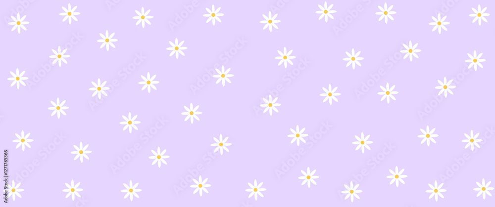 Vector pattern illustration of white daisy flowers on Pastel background. Pretty floral pattern for print. Flat design vector. Vector pattern illustration of white daisy flowers on Pastel background. Pretty floral pattern for print. Flat design vector.