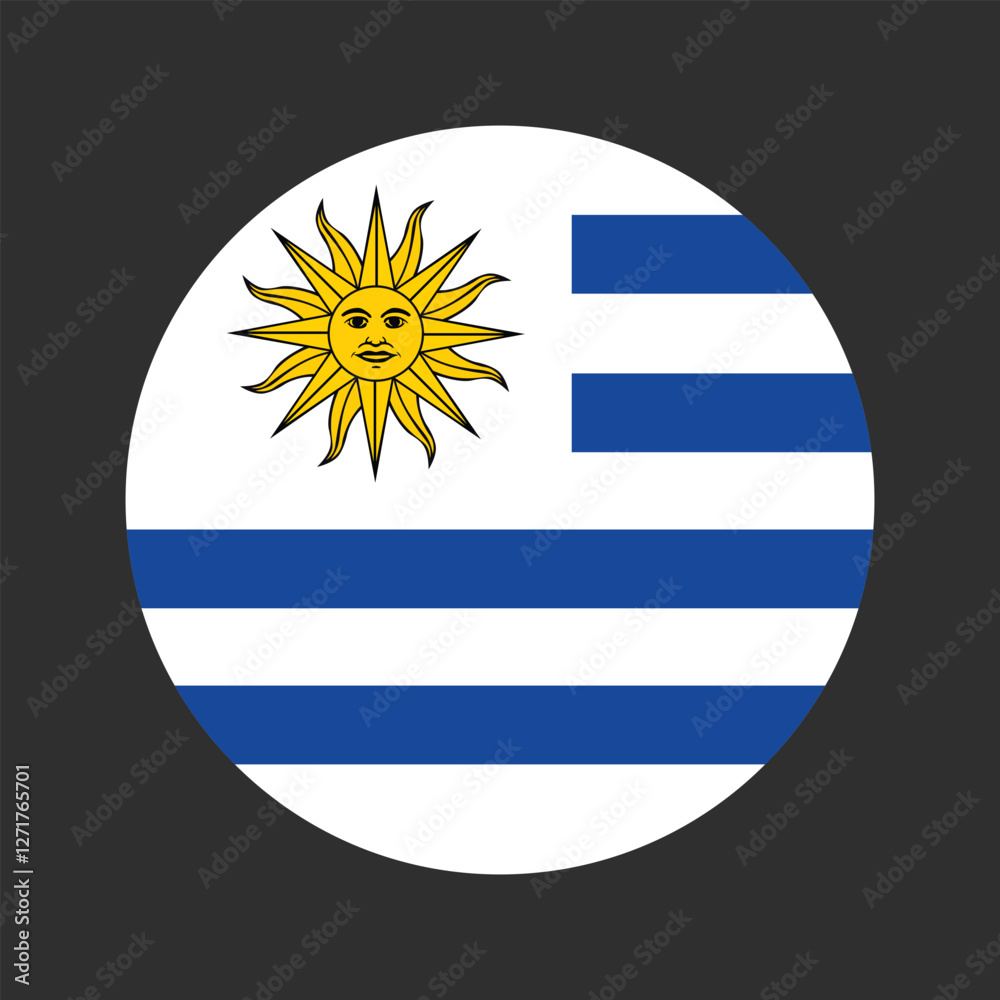 Obraz premium The flag of Uruguay. Flag icon. Standard color. Round flag. Computer illustration. Digital illustration. Vector illustration.