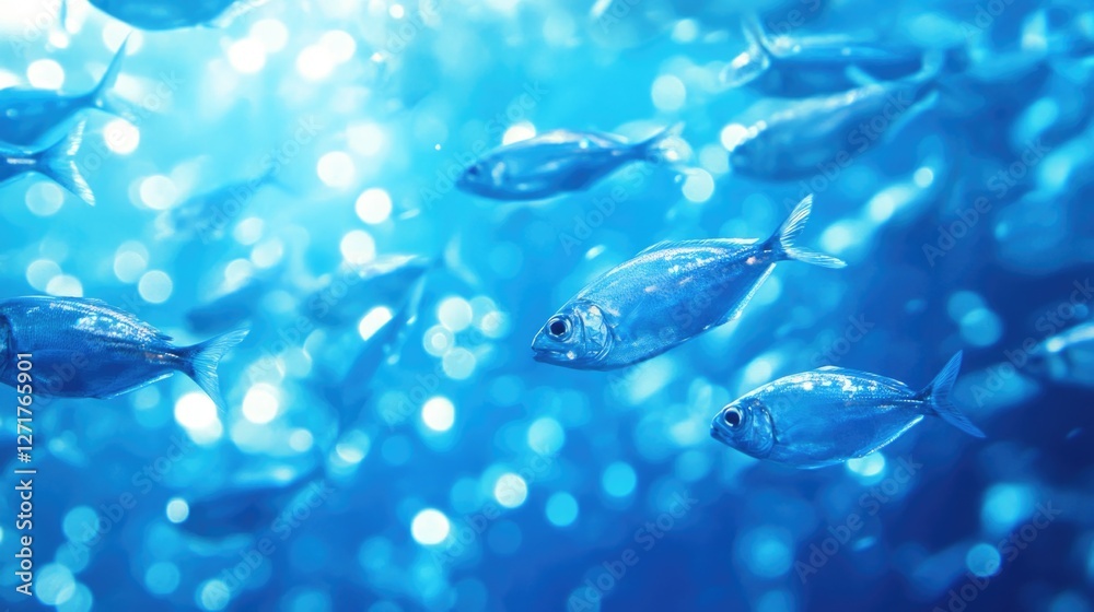 Naklejka premium School of fish in ocean