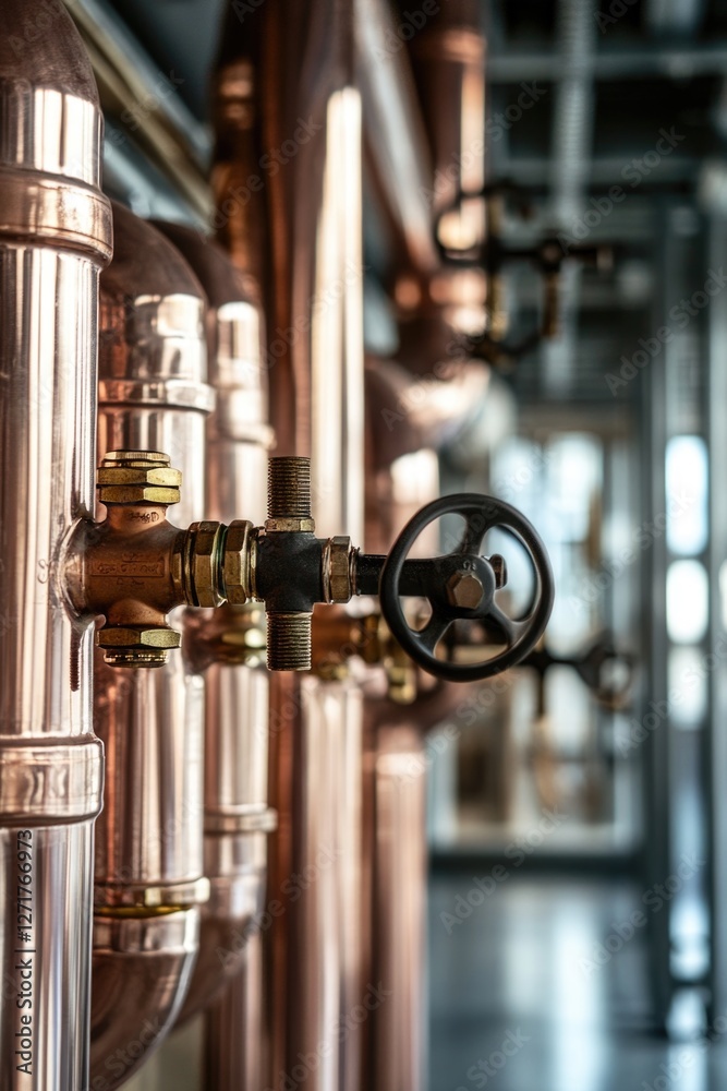 Fototapeta premium Copper pipe bundle close-up
