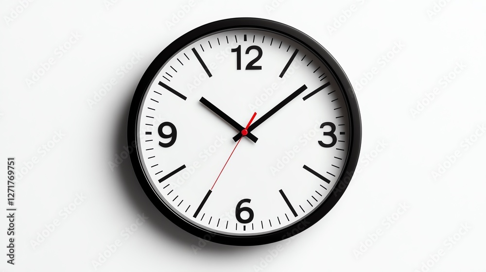 Minimalist wall clock displaying time clearly. Minimalist wall clock displaying time clearly.