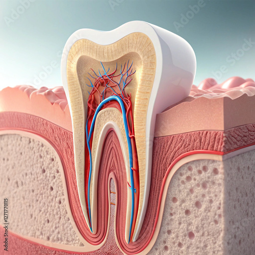 3D Cross-Section of a Human Tooth  Human Tooth Root