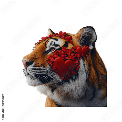 Majestic Tiger Adorned with Hearts for Valentine's Day