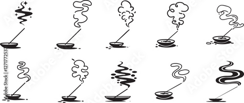  Various incense stick Smoke Illustrations in Vector Format