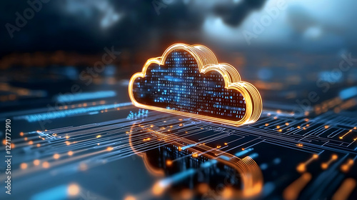 Innovative cloud computing grid visualization digital environment big data analysis futuristic technology cyber space illuminated concept
