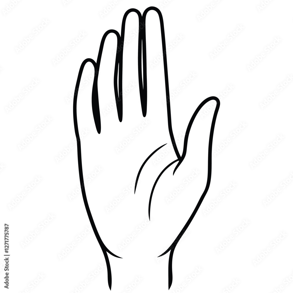 Obraz premium black line art illustration of a gracefully posed human hand, isolated on a solid white background 