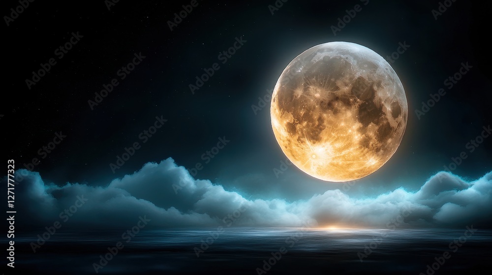 Mesmerizing Full Moon Peeking Through Clouds Mesmerizing Full Moon Peeking Through Clouds