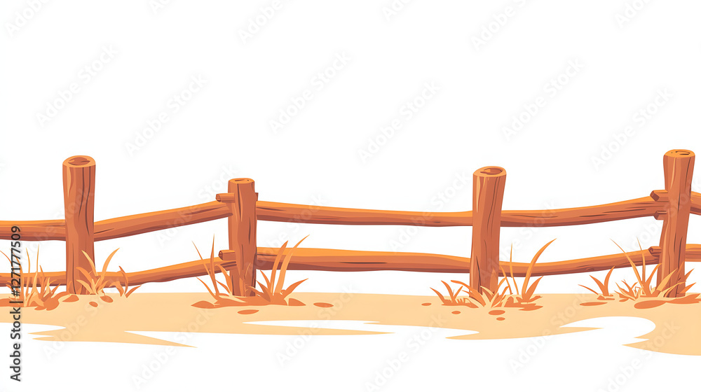 Obraz premium minimalist illustration of tree fences, focusing on their simple yet effective role as dividers, isolated on a white background with copy space minimalist illustration, tree fences, simple dividers, 