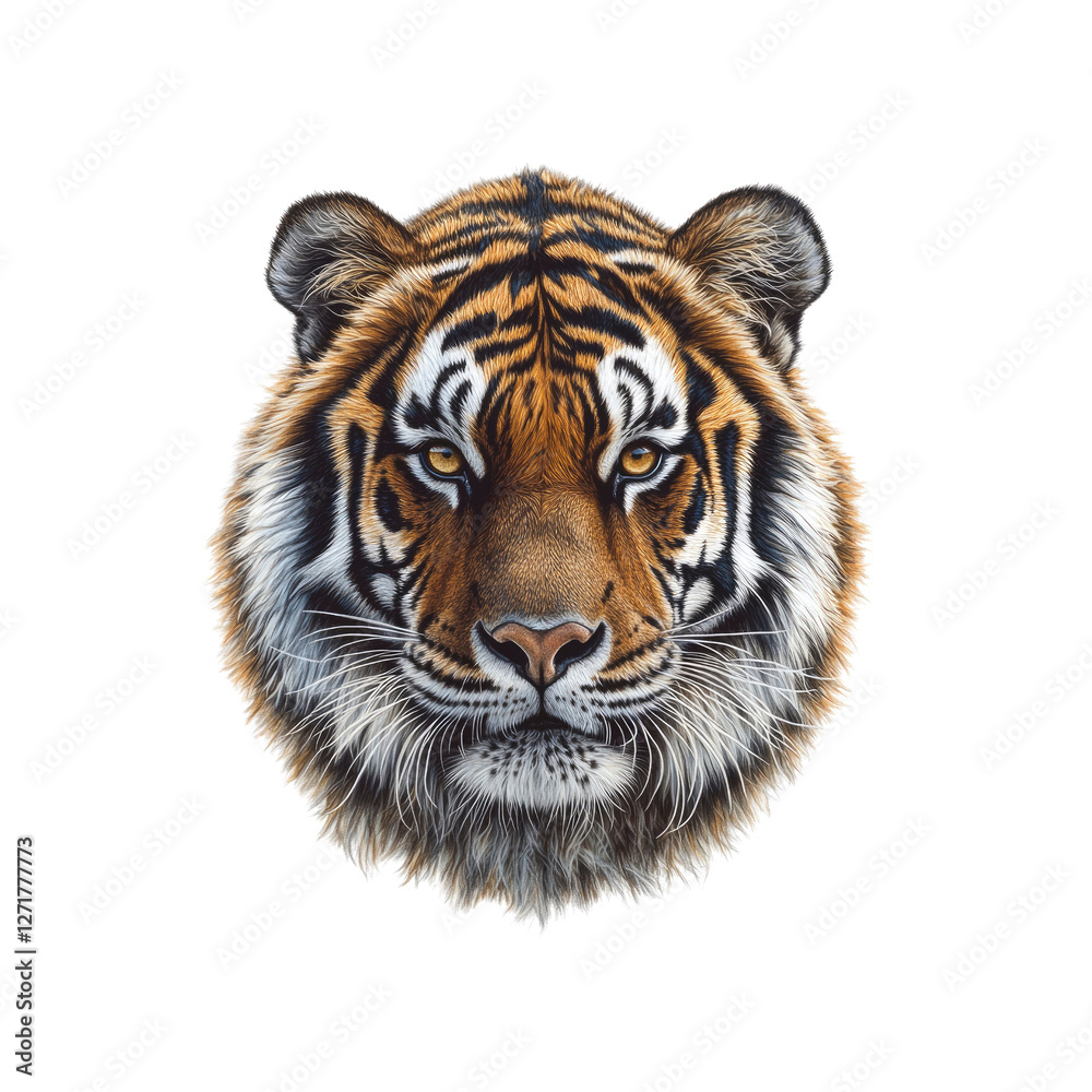 Fototapeta premium Majestic Tiger Head Portrait Intense Gaze of a Bengal Tiger