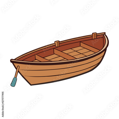 wooden boat on white background