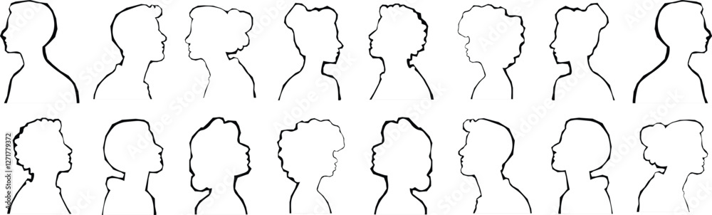 Vector Abstract Silhouette Crowd with Vibrant Patterns on White Background, Diverse People Group with Artistic Texture, Conceptual Multicultural Society, Modern Digital Art Vector Abstract Silhouette Crowd with Vibrant Patterns on White Background, Diverse People Group with Artistic Texture, Conceptual Multicultural Society, Modern Digital Art