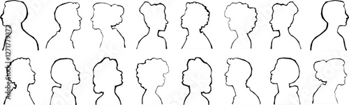 Vector Abstract Silhouette Crowd with Vibrant Patterns on White Background, Diverse People Group with Artistic Texture, Conceptual Multicultural Society, Modern Digital Art