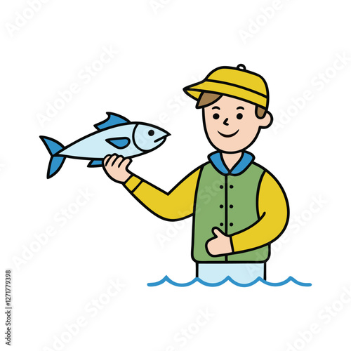 a person holding a caught fish above clear water.