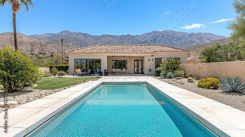 Modern Desert House with Pool and Mountain View