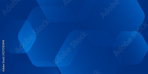 Modern abstract blue background with glowing geometric lines. Blue gradient hexagon shape design. Futuristic technology concept.