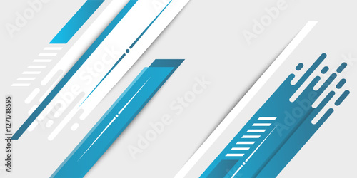 Abstract blue and white banner design vector, dynamic sporty horizontal background template for media promotion or web banner