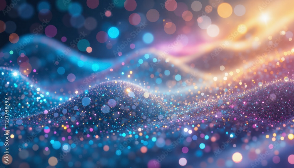 A colorful, sparkling, and dynamic image of a wave of glitter A colorful, sparkling, and dynamic image of a wave of glitter