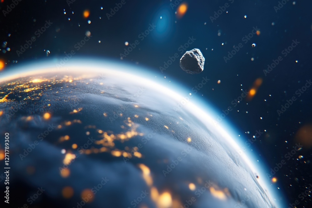 Fototapeta premium Close-Up View of an Approaching Asteroid