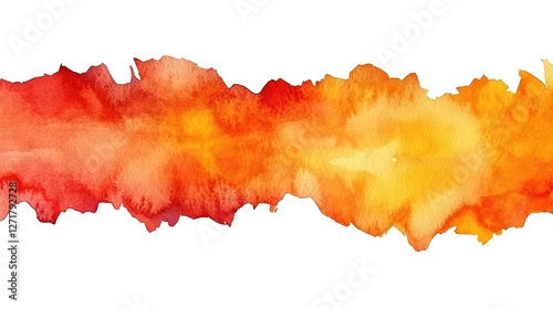 Vibrant watercolor splash in warm hues of red and orange, perfect for creative backgrounds.